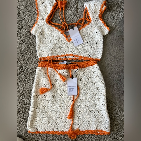 NEW!! $320 Isabelle Quinn - Ramona Crochet Set - Ivory/Citrus- HAND MADE - Picture 3 of 15